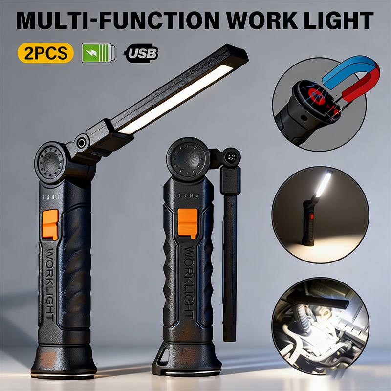 Power Bank - ไฟฉาย LED แบบพกพา COB ชาร์จไฟผ่าน USB
