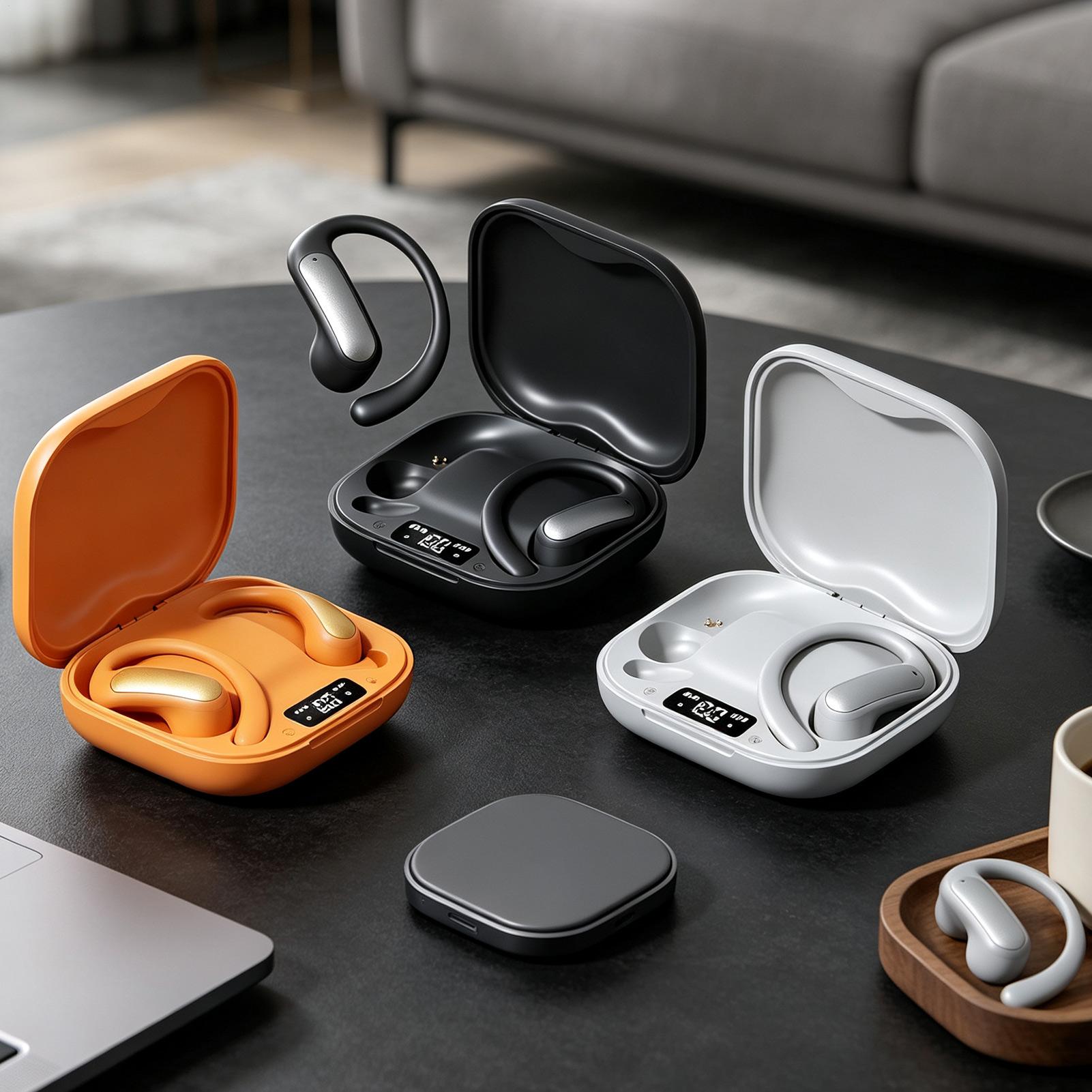 Headphones Wireless - หูฟังแปลภาษา หน้าจอดิจิตอล AI หูฟังแปลภาษาแบบเปิดหู หูฟังแปลภาษาไร้สายสำหรับการประชุม หูฟังแปลภาษาสำหรับการเดินทางและโรงเรียน