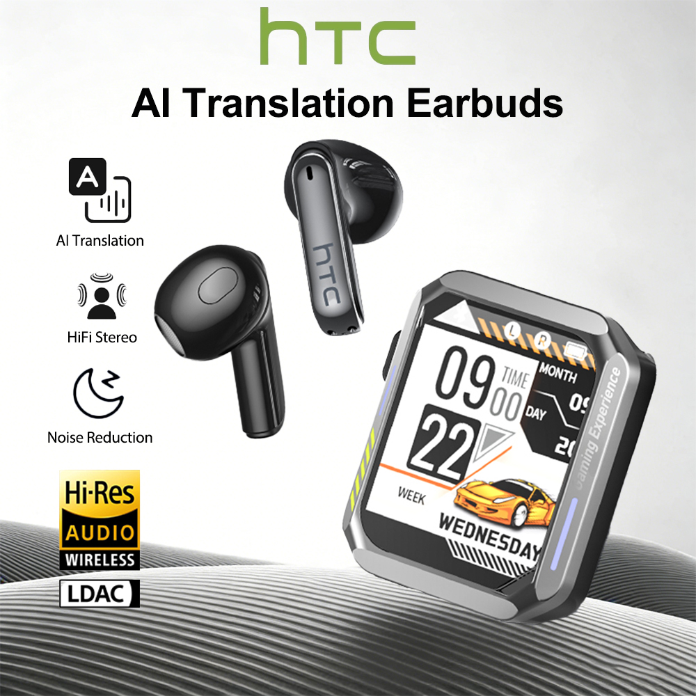 Wireless Charger - หูฟังบลูทูธสำหรับเล่นเกม HTC พร้อมไมโครโฟน หูฟังแปลภาษาแบบเรียลไทม์ ความหน่วงต่ำ เสียง