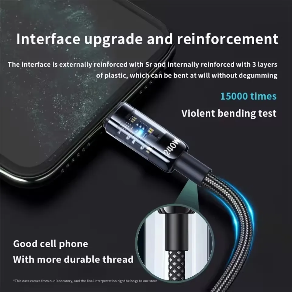 สายชาร์จ USB Type C ไนลอน 240W - Usb Charger บทวิจารณ์และราคา